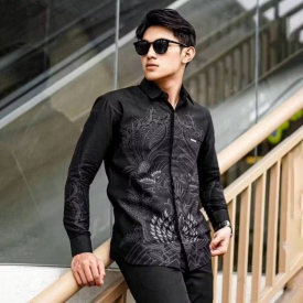 Cek Kemeja batik pria lengan panjang Baju batik kondangan