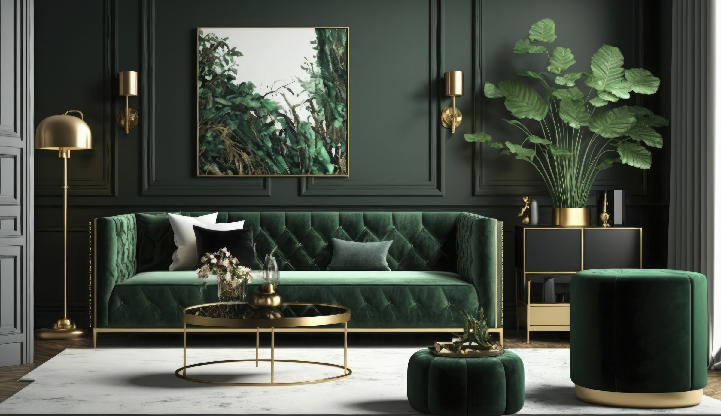 Mockup poster frame on the wall of living room luxurious apartment background with contemporary design modern interior design 3d render 3d illustration