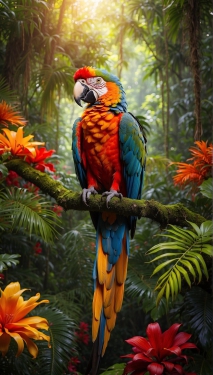 AI Macaw Brazil orange blue fullcolor