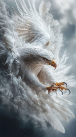 Eagle in water: Eagle soaring through a watery burst