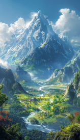 Green View on the Edge of the Mountain created using AI technology